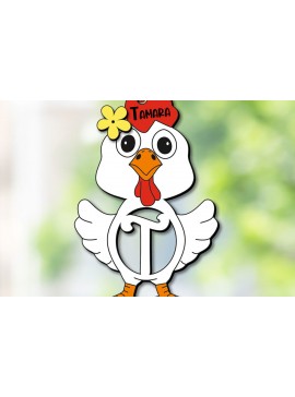 Σετ των 3 Intra απο ξύλο plywood 3mm-4mm πάχος Chicken Letter T Πασχαλινό Όνομα καλαθιού Δίασταση 8x8 cm INTRAFABR-113998026