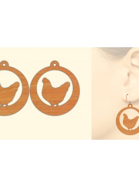 Σετ των 3 Intra απο ξύλο plywood 3mm-4mm πάχος Ξύλινα σκουλαρίκια κότας με λέιζερ Δίασταση 3x3 cm INTRAFABR-66456194