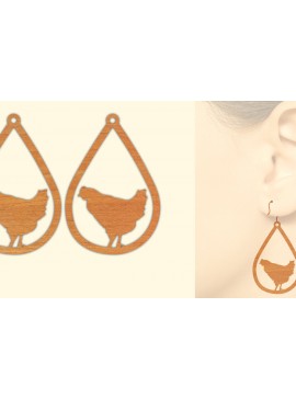 Σετ των 3 Intra απο ξύλο plywood 3mm-4mm πάχος Ξύλινα σκουλαρίκια κότας με λέιζερ Δίασταση 3x3 cm INTRAFABR-66456400