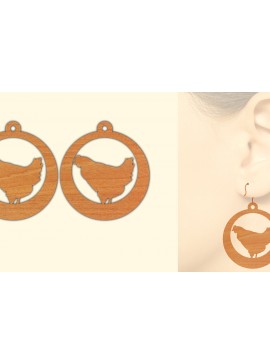 Σετ των 3 Intra απο ξύλο plywood 3mm-4mm πάχος Ξύλινα σκουλαρίκια κότας με λέιζερ Δίασταση 3x3 cm INTRAFABR-66456432