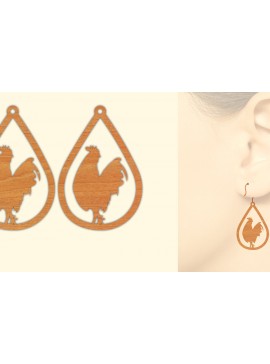 Σετ των 3 Intra απο ξύλο plywood 3mm-4mm πάχος Ξύλινα σκουλαρίκια κότας με λέιζερ Δίασταση 3x3 cm INTRAFABR-66455672