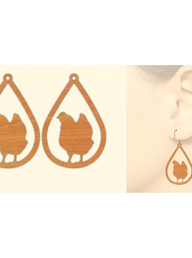 Σετ των 3 Intra απο ξύλο plywood 3mm-4mm πάχος Ξύλινα σκουλαρίκια κότας με λέιζερ Δίασταση 3x3 cm INTRAFABR-66456638