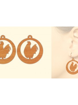 Σετ των 3 Intra απο ξύλο plywood 3mm-4mm πάχος Ξύλινα σκουλαρίκια κότας με λέιζερ Δίασταση 3x3 cm INTRAFABR-66455759