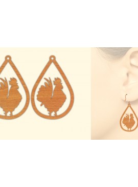 Σετ των 3 Intra απο ξύλο plywood 3mm-4mm πάχος Ξύλινα σκουλαρίκια κότας με λέιζερ Δίασταση 3x3 cm INTRAFABR-66455829