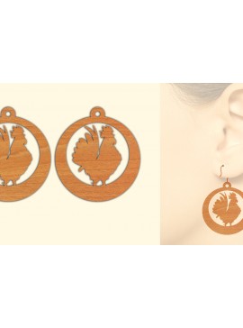 Σετ των 3 Intra απο ξύλο plywood 3mm-4mm πάχος Ξύλινα σκουλαρίκια κότας με λέιζερ Δίασταση 3x3 cm INTRAFABR-66455930