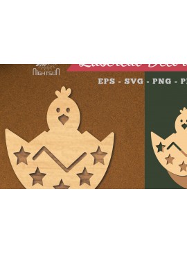 Σετ των 2 Intra απο ξύλο plywood 3mm-4mm πάχος Νεοσσοί σε Διακόσμηση κοπής με λέιζερ αυγών 3 Δίασταση 15x15 cm INTRAFABR-119432524