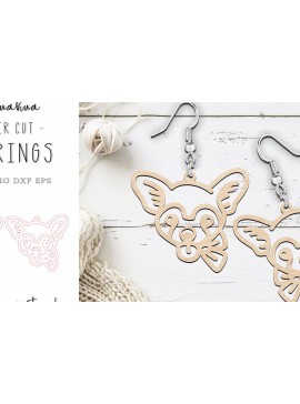 Σετ των 3 Intra απο ξύλο plywood 3mm-4mm πάχος Σκουλαρίκια σκύλου Chihuahua Σχέδιο κοπής με λέιζερ Δίασταση 1x1 cm INTRAFABR-119202067