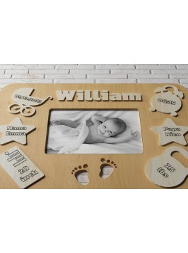 Intra απο ξύλο plywood 3mm-4mm πάχος Κορνίζα φωτογραφιών Child Metrica New Born Baby Δίασταση 20x30 cm INTRAFABR-46325894
