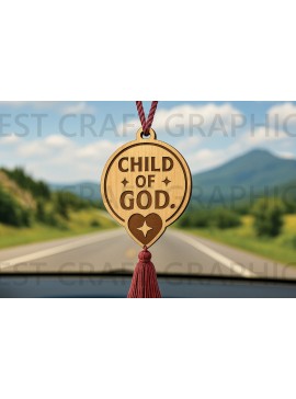 Σετ των 3 Intra απο ξύλο plywood 3mm-4mm πάχος Κρεμάστρα αυτοκινήτου Child of God με λέιζερ Δίασταση 3x3 cm INTRAFABR-124432801