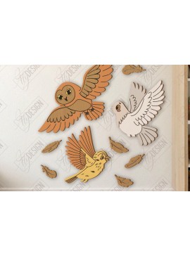 Σετ των 2 Intra απο ξύλο plywood 3mm-4mm πάχος Παιδικό δωμάτιο Διακόσμηση τοίχου με λέιζερ | CNC Δίασταση 15x15 cm INTRAFABR-123134978