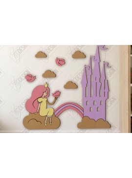 Σετ των 2 Intra απο ξύλο plywood 3mm-4mm πάχος Παιδικό δωμάτιο Διακόσμηση τοίχου με λέιζερ | CNC Δίασταση 15x15 cm INTRAFABR-123044142