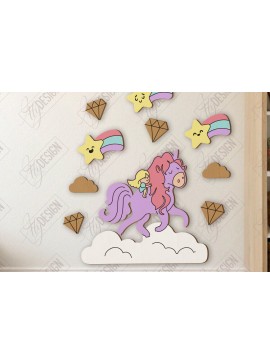 Σετ των 2 Intra απο ξύλο plywood 3mm-4mm πάχος Παιδικό δωμάτιο Διακόσμηση τοίχου με λέιζερ | CNC Δίασταση 15x15 cm INTRAFABR-123044147