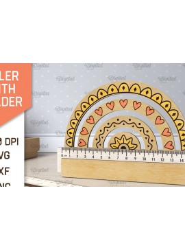 Σετ των 2 Intra απο ξύλο plywood 3mm-4mm πάχος Σχέδιο κοπής με λέιζερ Παιδικός Σχολικός Χάρακας Δίασταση 30x20 cm INTRAFABR-107623696