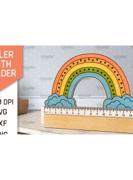 Σετ των 2 Intra απο ξύλο plywood 3mm-4mm πάχος Σχέδιο κοπής με λέιζερ Παιδικός Σχολικός Χάρακας Δίασταση 30x20 cm INTRAFABR-107623976