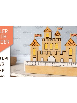 Σετ των 2 Intra απο ξύλο plywood 3mm-4mm πάχος Σχέδιο κοπής με λέιζερ Παιδικός Σχολικός Χάρακας Δίασταση 30x20 cm INTRAFABR-107624153