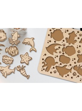 Intra απο ξύλο plywood 3mm-4mm πάχος Children Sea Animal Puzzle Cut  Δίασταση 30x20 cm INTRAFABR-96480101