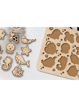Σετ των 2 Intra απο ξύλο plywood 3mm-4mm πάχος Children Sea Animal Puzzle Cut  Δίασταση 30x20 cm INTRAFABR-96480062