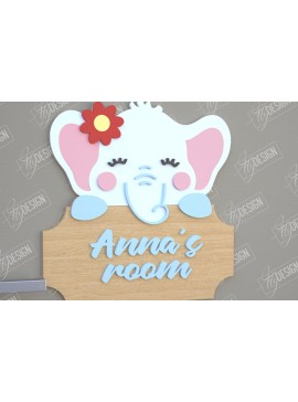 Σετ των 2 Intra απο ξύλο plywood 3mm-4mm πάχος Πινακίδα Παιδικού Δωματίου | Elephant Design Δίασταση 30x20 cm INTRAFABR-105766510