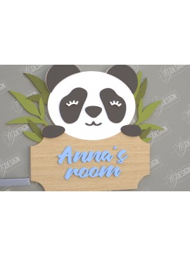 Intra απο ξύλο plywood 3mm-4mm πάχος Πινακίδα Παιδικού Δωματίου | Panda Design |CNC Δίασταση 30x20 cm INTRAFABR-105766463