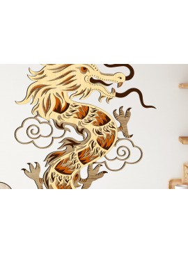 Σετ των 2 Intra απο ξύλο plywood 3mm-4mm πάχος κοπής με λέιζερ πολλαπλών στρώσεων Chinese Dragon Δίασταση 15x15 cm INTRAFABR-13126381