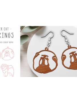 Σετ των 3 Intra απο ξύλο plywood 3mm-4mm πάχος κοπής με λέιζερ Chow Chow Dog Earrings Δίασταση 1x1 cm INTRAFABR-119537952