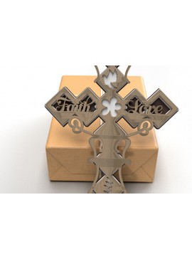 Intra απο ξύλο plywood 3mm-4mm πάχος 3D Cut Christian Cross Δίασταση 30x30 cm INTRAFABR-26466534