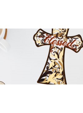 Σετ των 2 Intra απο ξύλο plywood 3mm-4mm πάχος Πρότυπο διακοσμητικής κοπής χριστιανικού σταυρού Δίασταση 30x20 cm INTRAFABR-88105591