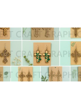 Σετ των 3 Intra απο ξύλο plywood 3mm-4mm πάχος Σκουλαρίκια Χριστιανικός Σταυρός Δίασταση 3x3 cm INTRAFABR-124493060