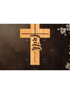 Σετ των 2 Intra απο ξύλο plywood 3mm-4mm πάχος Christian Cross Silhouette, Δίασταση 15x15 cm INTRAFABR-118678650