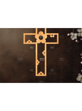 Σετ των 2 Intra απο ξύλο plywood 3mm-4mm πάχος Christian Cross Silhouette, Δίασταση 15x15 cm INTRAFABR-118678678