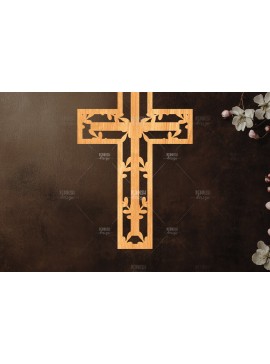 Σετ των 2 Intra απο ξύλο plywood 3mm-4mm πάχος Christian Cross Silhouette, Δίασταση 15x15 cm INTRAFABR-118678919