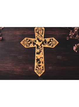 Σετ των 2 Intra απο ξύλο plywood 3mm-4mm πάχος Christian Cross Silhouette, Δίασταση 15x15 cm INTRAFABR-119063479