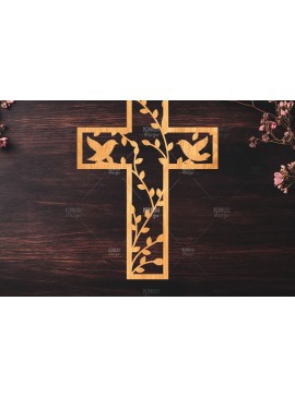 Σετ των 2 Intra απο ξύλο plywood 3mm-4mm πάχος Christian Cross Silhouette, Δίασταση 15x15 cm INTRAFABR-119063482