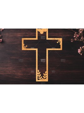 Σετ των 3 Intra απο ξύλο plywood 3mm-4mm πάχος Christian Cross Silhouette, Δίασταση 15x15 cm INTRAFABR-119063491