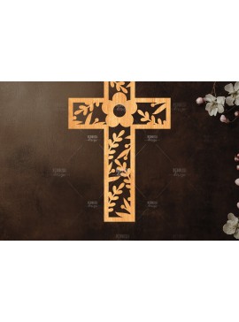 Σετ των 2 Intra απο ξύλο plywood 3mm-4mm πάχος Christian Cross Silhouette, Δίασταση 15x15 cm INTRAFABR-118677983