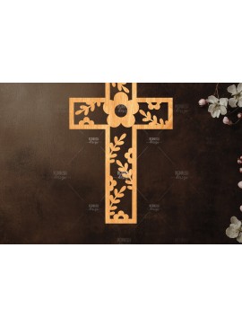 Σετ των 2 Intra απο ξύλο plywood 3mm-4mm πάχος Christian Cross Silhouette, Δίασταση 15x15 cm INTRAFABR-118678189