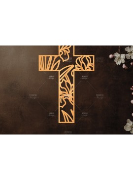 Σετ των 2 Intra απο ξύλο plywood 3mm-4mm πάχος Christian Cross Silhouette, Δίασταση 15x15 cm INTRAFABR-118678223