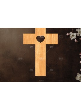 Σετ των 2 Intra απο ξύλο plywood 3mm-4mm πάχος Christian Cross Silhouette, Δίασταση 15x15 cm INTRAFABR-118678526