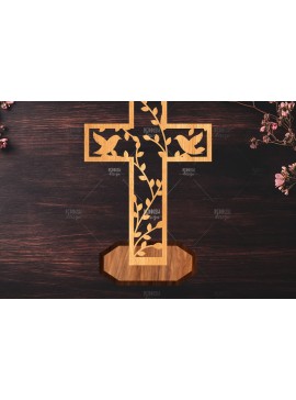 Σετ των 2 Intra απο ξύλο plywood 3mm-4mm πάχος Χριστιανικός Σταυρός Διακόσμηση σπιτιού Δίασταση 15x15 cm INTRAFABR-119063733