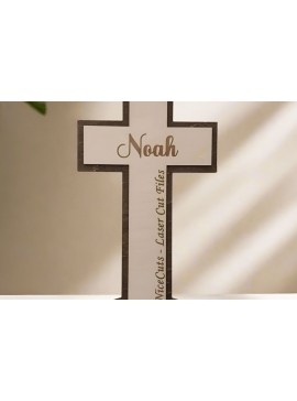 Σετ των 2 Intra απο ξύλο plywood 3mm-4mm πάχος Σταντ Christian Cross - Δίασταση 15x15 cm INTRAFABR-78485659