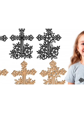 Intra απο ξύλο plywood 3mm-4mm πάχος Πρότυπο Christian Cross για λέιζερ Δίασταση 30x20 cm INTRAFABR-112998717