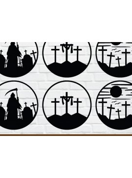 Σετ των 2 Intra απο ξύλο plywood 3mm-4mm πάχος κοπής με λέιζερ τοίχου Christian Cross Δίασταση 40x40 cm INTRAFABR-76808646