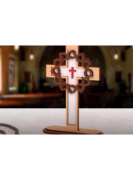 Σετ των 2 Intra απο ξύλο plywood 3mm-4mm πάχος Χριστιανικός Σταυρός με Κόψιμο  Stand Δίασταση 15x15 cm INTRAFABR-121116513