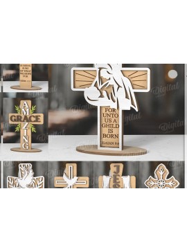 Intra απο ξύλο plywood 3mm-4mm πάχος Δέσμη κοπής με λέιζερ Christian Crosses Δίασταση 30x20 cm INTRAFABR-118767291