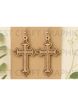 Σετ των 3 Intra απο ξύλο plywood 3mm-4mm πάχος Christian Dangle Earrings – Δίασταση 3x3 cm INTRAFABR-124681813
