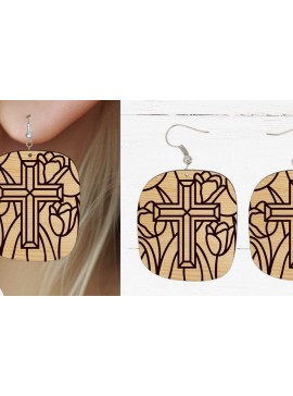 Σετ των 3 Intra απο ξύλο plywood 3mm-4mm πάχος Χριστιανικό Σκουλαρίκι με File, Πάσχα Δίασταση 3x3 cm INTRAFABR-92865614