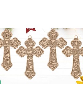 Σετ των 3 Intra απο ξύλο plywood 3mm-4mm πάχος Χριστιανικά στολίδια ύμνου, Δίασταση 8x8 cm INTRAFABR-104710289