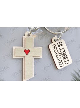 Σετ των 3 Intra απο ξύλο plywood 3mm-4mm πάχος Christian Keychain | Μπρελόκ 3D Δίασταση 6x6 cm INTRAFABR-123121396