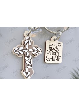Σετ των 3 Intra απο ξύλο plywood 3mm-4mm πάχος Christian Keychain | Μπρελόκ 3D Δίασταση 6x6 cm INTRAFABR-123121390