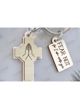 Σετ των 3 Intra απο ξύλο plywood 3mm-4mm πάχος Christian Keychain | Μπρελόκ 3D Δίασταση 6x6 cm INTRAFABR-123121393